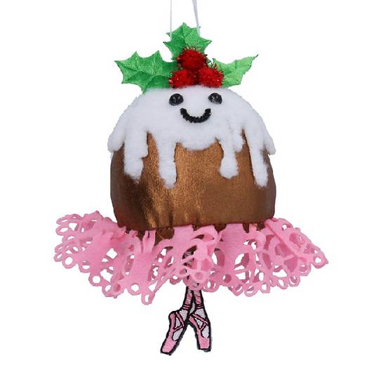 Fabric Smiling Christmas Pudding in Tutu 16cm *ETA Nov